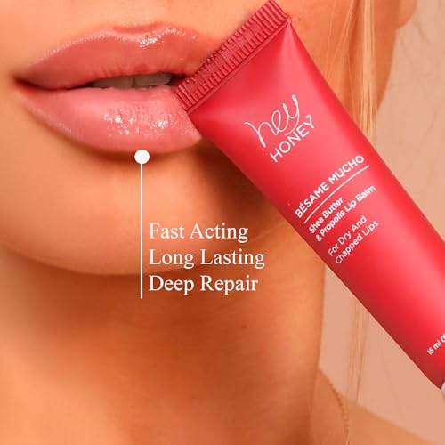 Hey Honey Skincare B?same Mucho Shea Butter & Propolis Lip Balm | Intensive Hydration for Dry, Chapped Lips, Natural Moisturizing Lip Repair Treatment | 0.5 oz