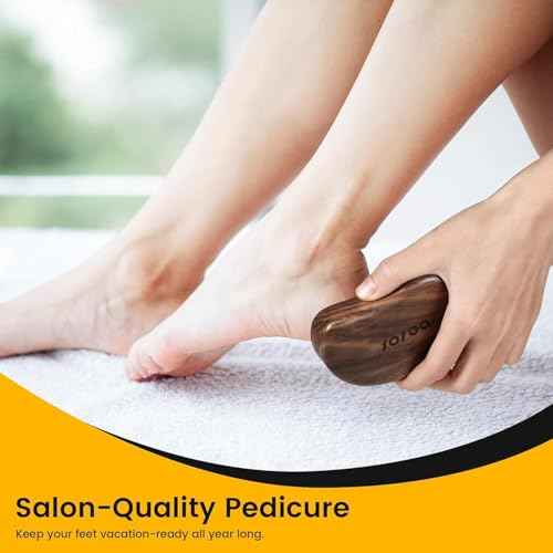 BEZOX Glass Foot Scrubber(1 PCS) - Nano-Glass Pedi Egg Pumice Stone for Feet Dead Skin, Plastic-Free Pedicure Foot File Callus Remover for Silky Smooth Feet - Walnut Wood Handled