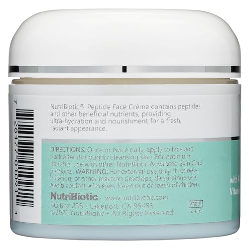 NutriBiotic ? Peptide Face Creme with GSE, 2 Oz | Ultra-Hydrating | Collagen Synthesis Support | with Botanical Extracts & Oils & Vitamin E | Natural Fragrance & Paraben Free (Pack of 2)
