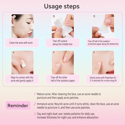 Loske Pimple Patches - 388 Count, 6 Sizes, Hydrocolloid Acne