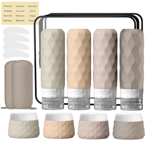 Silevoler Cream Travel Bottles Set - 16pcs TSA-Approved Silicone Toiletry Containers