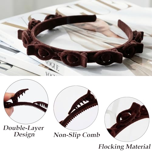 2 Pcs Clip Headband with Comb Teeth, Black & Brown