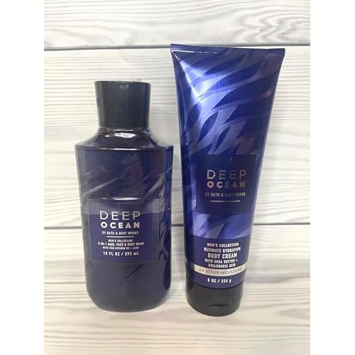 Bath & Body Works Men's Deep Ocean Ultimate Hydration Body Cream and Body Gel Wash 2 Piece Set