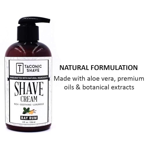 Taconic Shave, Natural Shaving Cream ? Bay Rum - Ultra-Rich High Lather Formula ? Natural Shave Cream for Men in 8 oz. Pump Bottle ? Scented Shaving Cream