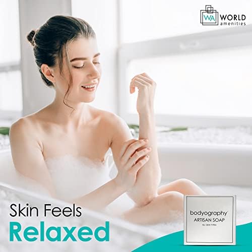 World Amenities - Bodyography Blanc - Bulk Artisan Massage Bar | 1.8 oz | Vanilla White Tea, Mini Travel Size Toiletries (100% Recyclable)| Individually Boxed Hotel Amenities, Suitable for All Skin