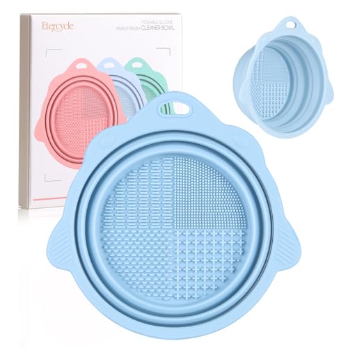 Foldable Silicone Makeup Brush Cleaner Bowl with Scrubber – Portable Travel Tool