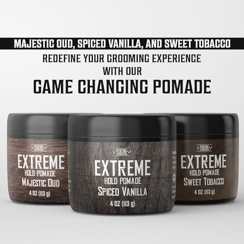 Viking Revolution Spiced Vanilla Hair Pomade for Men – Extreme Hold, High Shine (4oz)