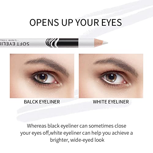 White Eyeliner Pencils Set, 12 Pack Waterproof Eye Brightener