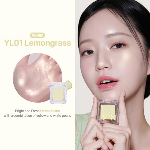 2aN Pure Glash Highlighter ? Glass-Like Sheen Powder Highlighter for a Natural, Radiant Glow | Buildable, Long-Lasting, Lightweight Formula (LEMONGRASS, 0.8oz)