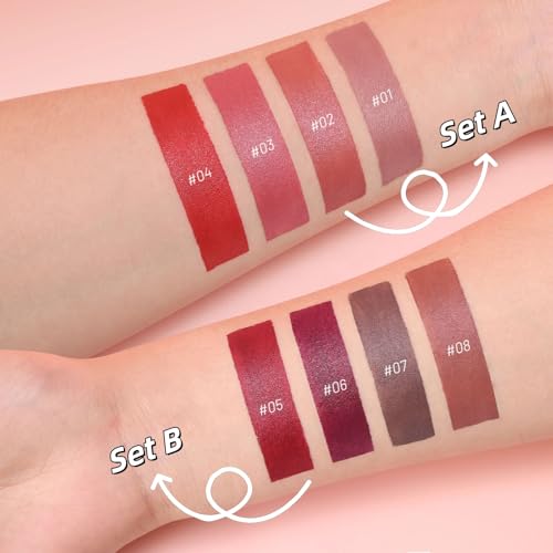 2-in-1 Matte Lipstick & Lip Liner Set - 4pc Waterproof