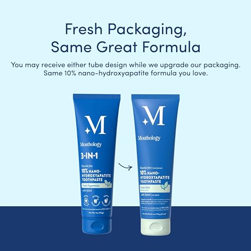 Mouthology 10% Nano Hydroxyapatite Toothpaste - Fluoride Free Mint, 4 oz