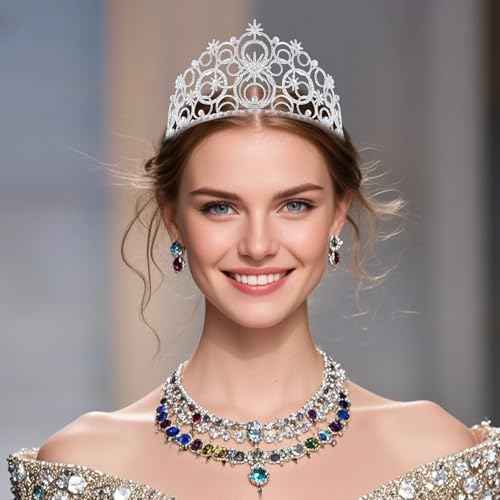 Crystal Crowns for Women, Crystal Bubble TiaraBride Royal Queen Headband Princess Headpieces for Women Bridal Wedding Prom Birthday Party Crowns