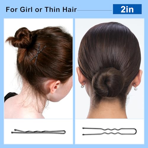 Bobby Hair Pins Kit, 200pc U-Shaped Black Metal with Storage Box