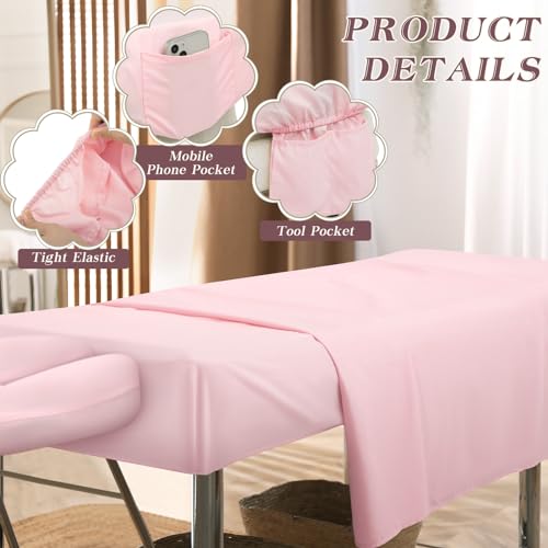 Mixweer 3-Set Microfiber Massage Table Sheets with Pockets - Pink (9 Pcs)