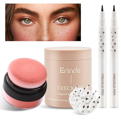 Erinde Freckle Makeup Kit - Liquid Freckle Pen & Powder Blush