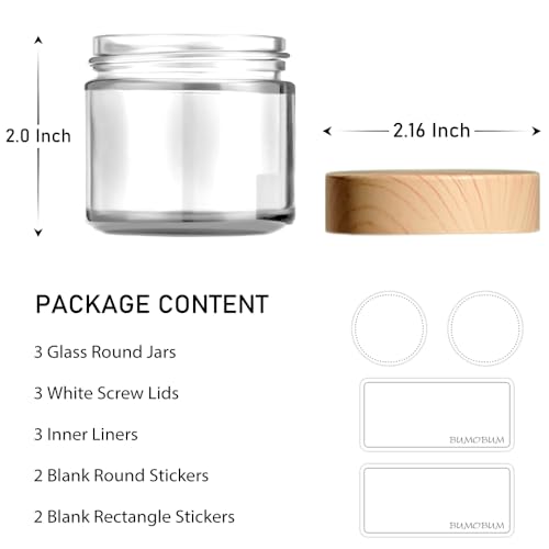 2 oz Glass Jars with Woodgrain Lids - 3 Pack