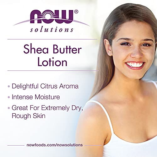 NOW Foods Solutions, Shea Butter Lotion, Intense Moisture for Extremely Dry Rough Skin, 4-Ounce