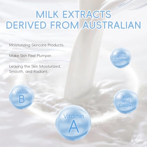 9PCS Milk Skin Care Sets for Women, Kids Skin Care Set for Girls Ages 8-12, Girls Skin Care for Kids Age 8-12, Cleanser,Serum,Cream,Eye Cream,Toner,Masks,Hairband,Brush, Gifts for Teenage girls