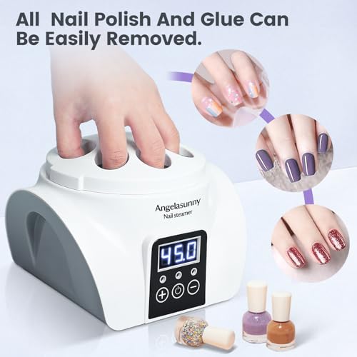 Electric Nail Steam Remover Machine Nail Soaking Bowl with Manicure Tools ? Adjustable Temp, Fast Gel/Dip/Acrylic Remover, LED Display & Acetone-Proof Bowl for Home Salon