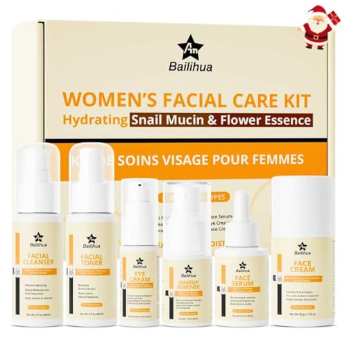 Snail Mucin Facial Travel Size Skin Care Set Kit for Women Teen Glass Skincare Routine Gift Set for Womens Mom Wife Teenager Girl Birthday Trendy Stuff Christmas Gifts Stocking Stuffers