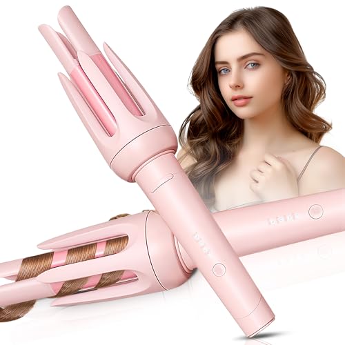 Automatic Hair Curler, 1.2 Inch Rotating Curling Wand Iron - Pink