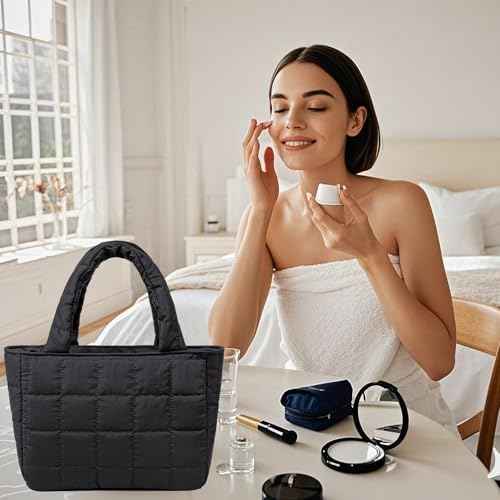 CAMTOP Makeup Bag Women Girls Cosmetic Bags Travel Toiletry Purse Zipper Pouch (Black)