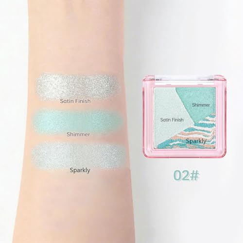 Light Green Baked Eyeshadow Palette - 3 Shade Shimmer