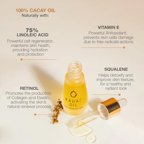 Kahai Oil Natural Anti Aging Face & Body Oil 100% Pure Cacay Cold Pressed Reduce Wrinkles & Fine Lines, Firms Skin, Elasticity Deep Hydration For Face, Neck, Decollete, Hands, Hair All Skin Types 50ml
