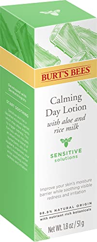 Burt's Bees Calming Day Lotion with Aloe and Rice Milk for Sensitive Skin, 98.8% Natural Origin, 1.8 Fluid Ounces