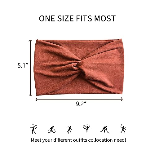 Jesries Wide Turban Headbands for Women (10-Pack, Caramel)