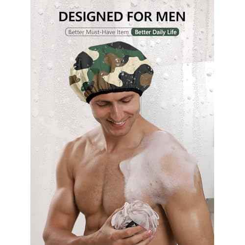 Years calm Shower Cap for Men, Waterproof Reusable Hair Cap with Dual-Layer Design, Reversible Double-Sided Use, Stretchable Elastic Band, Comfortable Fit for Shower, Gym, Hair Care & Travel