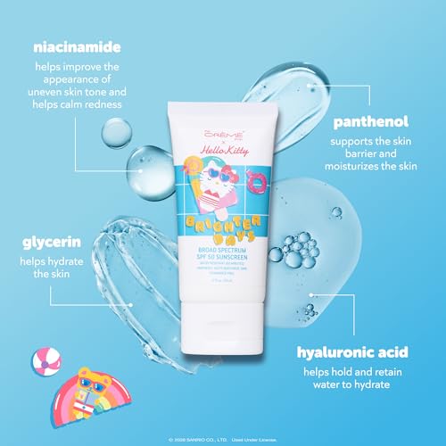 The Cr?me Shop x Hello Kitty Brighter Days Broad Spectrum SPF 50 Sunscreen for Face and Body- Moisturizing Formula, Water Resistant, No Fragrance, No White Cast, Korean Skin Care (1.69 fl oz)
