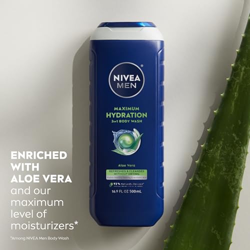 NIVEA MEN Maximum Hydration 3-in-1 Body Wash, 3 x 16.9 FL OZ