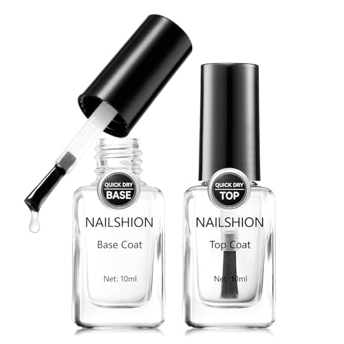 Base Coat & Top Coat Nail Polish Set - Clear, Fast-Dry, Vegan 2Pc