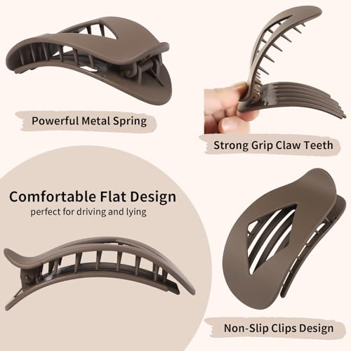 Large Hair Claw Clips 4.2" - 10 Pack Flat Clips for Thick Hair
