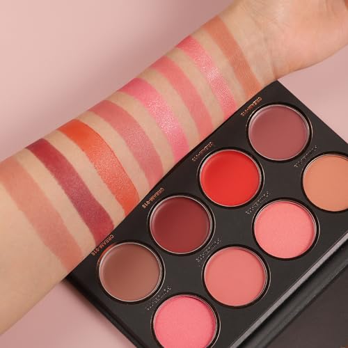 8 Colors Blush Palette, 4 Powder + 4 Cream Blush, Contour and Highlight Blush Palette, Natural Nude Makeup Brighten Skin Tone Portable Makeup Blush, Professional Facial Makeup Blush