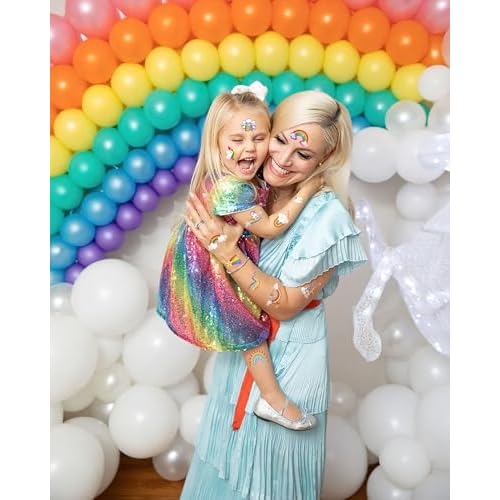 170 Pieces Rainbow Temporary Tattoos Stickers,20 Sheets Rainbow Cloud Sun Themed Tattoos Stickers Party Decoration favors for Kids Girl Boys Birthday Baby Shower Party Decoration Supplies