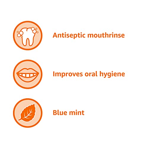 Amazon Basics Antiseptic Mouthwash - Blue Mint Oral Rinse, 1 Liter (33.8 oz)