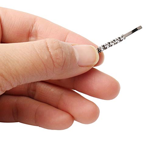 12 Rhinestone Bobby Pins Silver Crystal Hair Clips