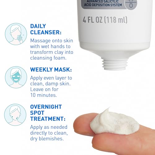 CeraVe Clay to Foam Acne Face Wash - Salicylic Acid, 4oz