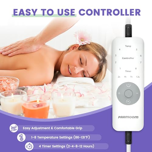 PARMOOM Professional Massage Table Warmer Heating Pad - 8 Heat Settings, 30" x 71"