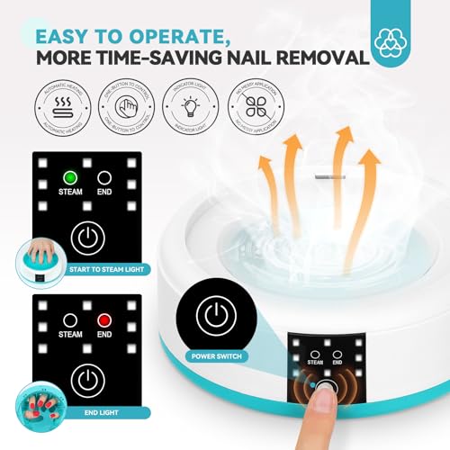 SAVILAND Gel Nail Polish Remover Machine: Electric Nail Soaking Bowl Automatic Steam Quick Remove Gel Steam Gel Polish Remover Portable Nail File Tools Salon Home DIY