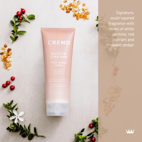 Cremo Women¡¯s Shaving Cream Sensitive Skin, Moisturizing, White Jasmine Amber, Ultra-Slick Shave Cream for Women, Fights Nicks, Cuts and Razor Burn, 6 Fl Oz