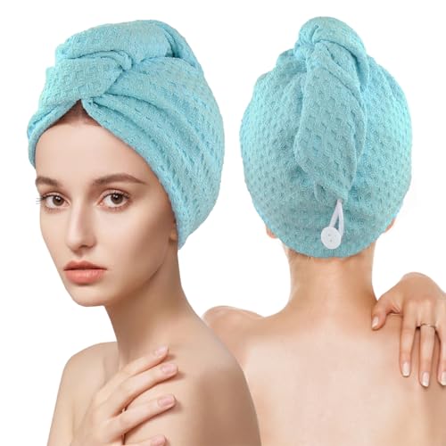 MaopaoBeauty Microfiber Hair Towel Wrap - 2 Pack, 10.6x27.5 Inch