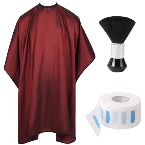 Hair Cutting Cape Set with Neck Brush & Disposable Paper