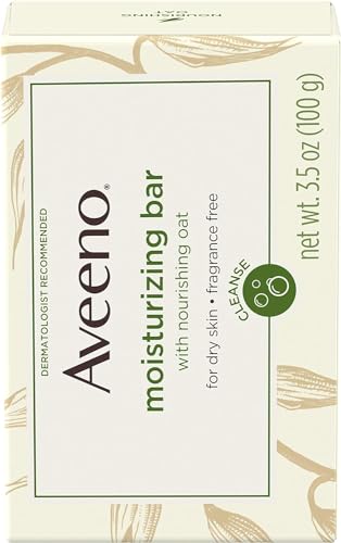 Aveeno Gentle Moisturizing Bar Facial Cleanser with Nourishing Oat for Dry Skin, Fragrance-free, Dye-Free, & Soap-Free, 3.5 oz