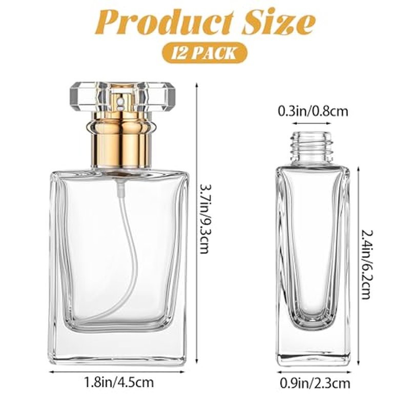12 Pack 30ml Glass Perfume Bottles with Gold Atomizers