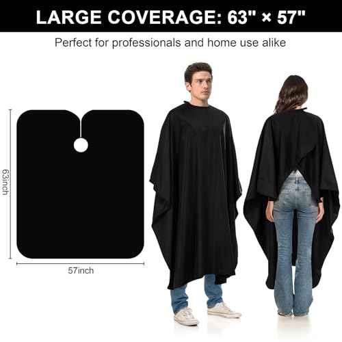 Barber Cape 63"x57" Hair Salon Capes Professional Hair Cutting Cape Black Waterproof Haircut Cape with Adjustable Snaps 8Pack