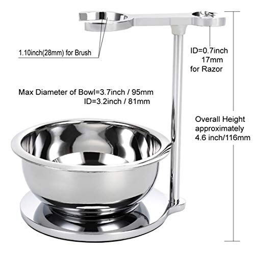 Deluxe Stainless Shave Razor Stand + Shaving Soap Bowl with Shaving Brush,Compatible with Gillette Fusion,Double Edge Safety Razor,Cartridge Razor