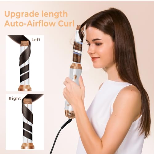 Trylater 6-in-1 White Hair Dryer Brush Set with Detachable Air Styler & Curlers